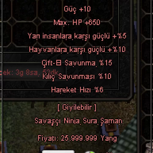  5 YARI - 10 KILIC - 15 CIFT EL - 6 HIZ +7 ABANOZ KUPE